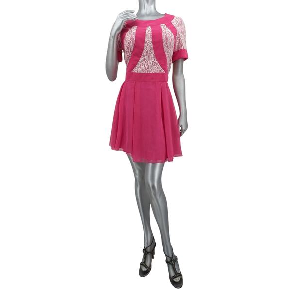 CHI CHI of London Cute Tween Mini Dress NWT Bubble Gum Pink & White Lace Size 12 - Picture 1 of 10
